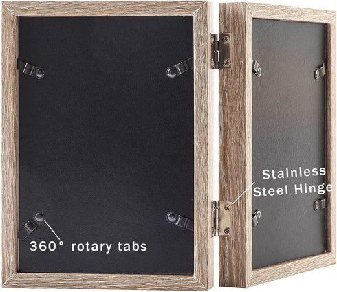 AVEAX Double 5x7 Picture Frame Wood Grain Photo Frame Shadow Box Frame...