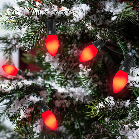 25PK C7 Christmas LED Replacement Bulbs,C7 Ceramic Red LED Bulb,0.6W E12 Base Bulbs for Patio Home Outdoor&Indoor Christmas Decor...