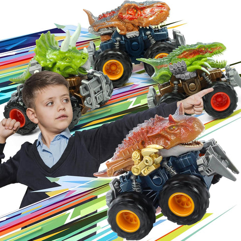 Oriate Friction Powered Dinosaur ATV Toy Cars for Children, Swing Carnotaurus Monster Truck with Robotic Arm, Fantastic Birthday 209-R4(1Pack)...