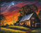 Posterizer 1 pcs- quaint old village-building in nature-night sky 2-Landscape & Nature Art-Floral Botanical Art- Decor for Home & Office- unframed...