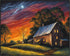 Posterizer 1 pcs- quaint old village-building in nature-night sky 2-Landscape & Nature Art-Floral Botanical Art- Decor for Home & Office- unframed...
