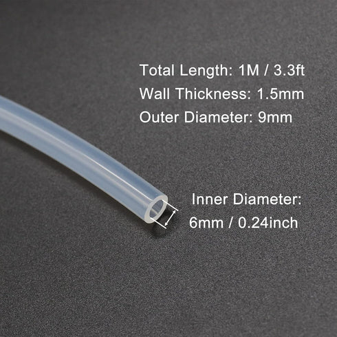 Silicone Tubing, 6mm ID x 9mm OD, 3.3ft (1m) Length, Flexible Silicone Rubber Tube Water Air Hose Pipe for Pump Transfer Transparent...