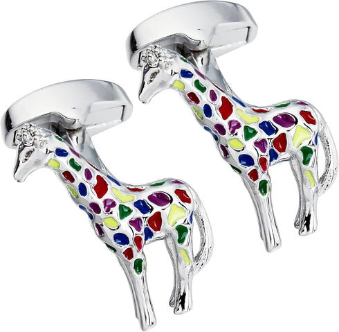 Rainbow Colors Giraffe Cufflinks for Men With Gift Box...