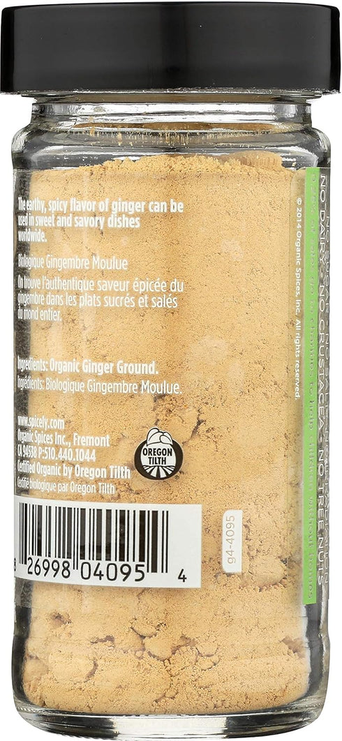 Spicely Organics USDA Certified Organic Ginger Ground, No Artificial Colors or Preservatives, Zero Sugar, Vegan Friendly, Kosher, Gluten Free & No...
