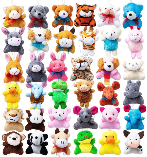 JOYIN 36 Pack Mini Animal Plush Toy Assortment (36 Units 3" Each),Bulk Stuffed Animals Party Favors for Kids, Small Animals Plush Keychain Decorat...