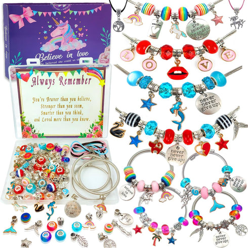 klmars Charm Bracelet Making Kit,Jewelry Making Supplies Beads,Unicorn/Mermaid Crafts Gifts Set for Girls Teens Age 5-12...