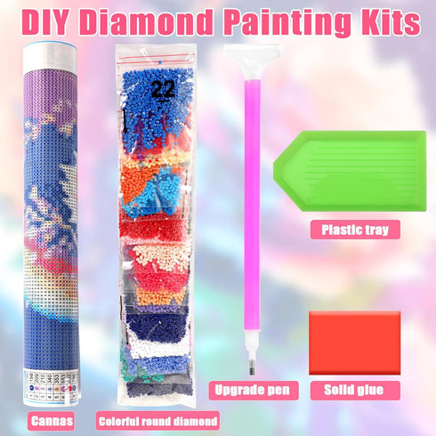 JULBEAR Diamond Art Painting Kits for Adults, DIY 5D Diamond Art Kits Round Full Drill Diamond Dots Paintings with Diamonds Dream Flowers Moon But...
