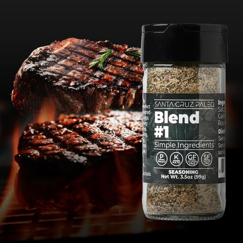 Santa Cruz Paleo Seasoning (Blend #1), Gluten Free, Keto, Sugar Free, and Paleo, Garlic, Sea Salt, Rosemary, and Black Pepper, All Purpose Spice B...