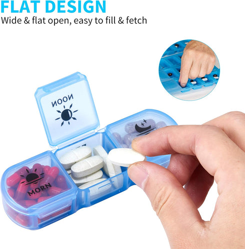 FGcase Pill Organizer 3 Times a Day with Travel Case, Large Weekly Pill Case 7 Day, Daily Pill Box with 21 Compartments, Pill Dispenser Supplement...