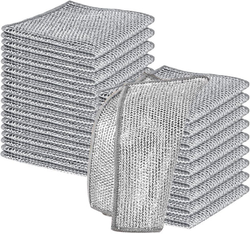22 Pcs Wire Dishcloth Powerful Cleaning Double-Layer Steel Wire Cleaning Cloth Non Scratch Wire Dishcloth Rag for Cookware, Dishes,Sinks, Stove To...