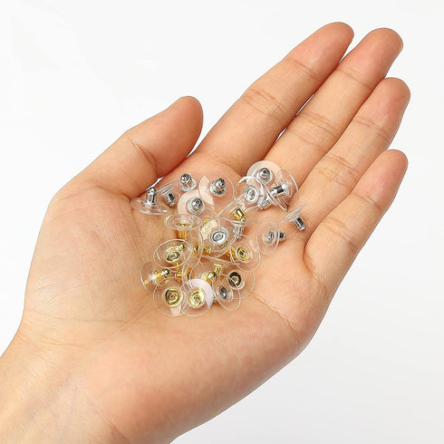 Mr. Pen Bullet Clutch Earring Backs - 76 Pcs, Gold & Silver, Rubber Backs for Studs & Pierced Earring Stoppers...