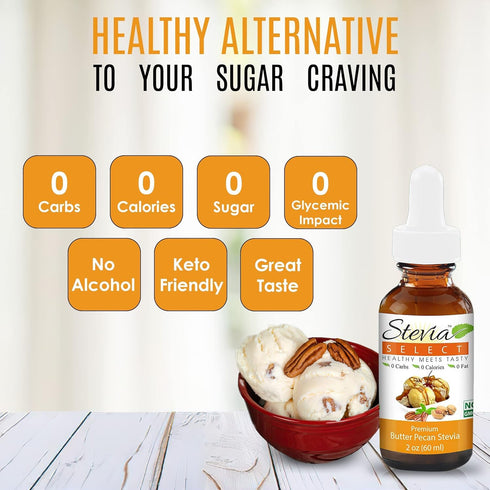 Stevia Select Butter Pecan Flavored Liquid Stevia – Zero Calorie Coffee, Tea, Drink & Baking Sweetener, All-Natural, No Erythritol, Keto-Friendly ...