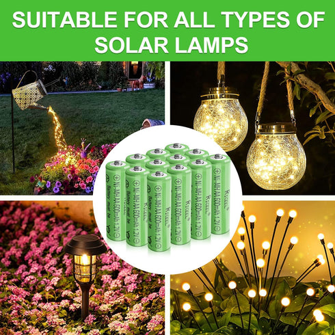 Rechargeable AA Batteries for Solar Lights 600mAh Double AA Battery 1.2V AA Rechargeable Batteries Solar Battery Batteries AA Size Garden Lights, ...