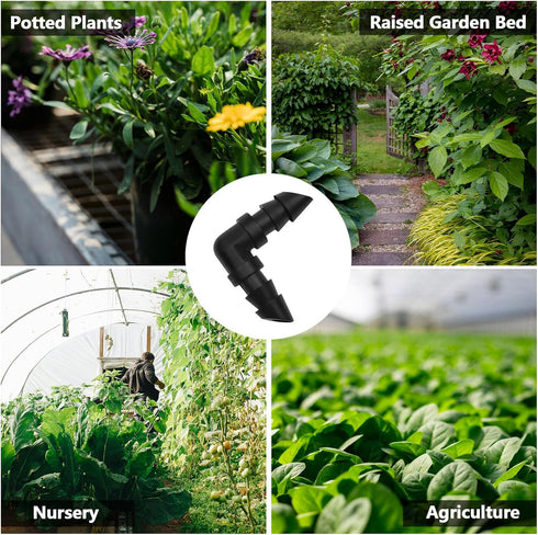 60 Pack Drip Irrigation 1/4" Barbed Elbow Fittings, Barbed Connectors for 1/4 Inch Irrigation Tubing Drip Line 90 Degree Elbow for Drip Sprinkler ...