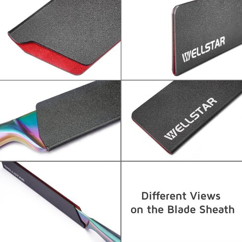 WELLSTAR Knife Edge Guards Set, 5 Piece Universal Blade Covers, BPA Free ABS Protective Blade Sheaths, Non-Scratch Felt Lining Kitchen Knives Cove...