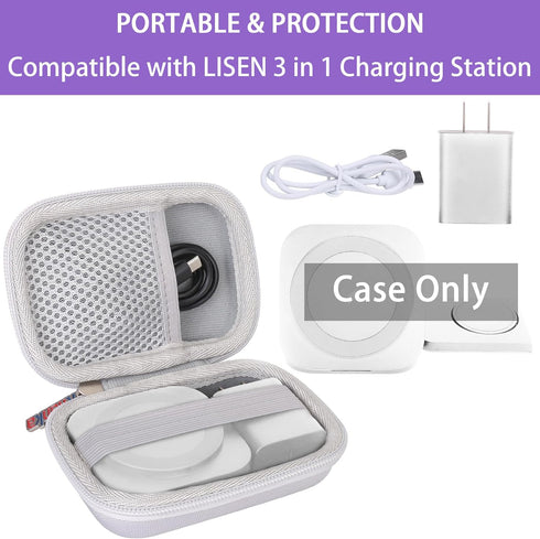 khanka Hard Travel Case Replacement for LISEN 3 in 1 Charging Station,Travel Wireless Charging Station for Multiple Devices,Case Only(White)....