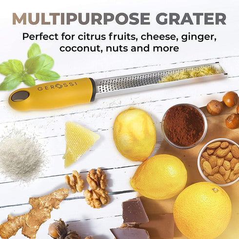 Stainless Steel Cheese and Citrus Zester Grater w/Extra Sharp Blade - Perfect for Lemons, Parmesan, Garlic, Chocolate - Spice Up any Kitchen Dish ...