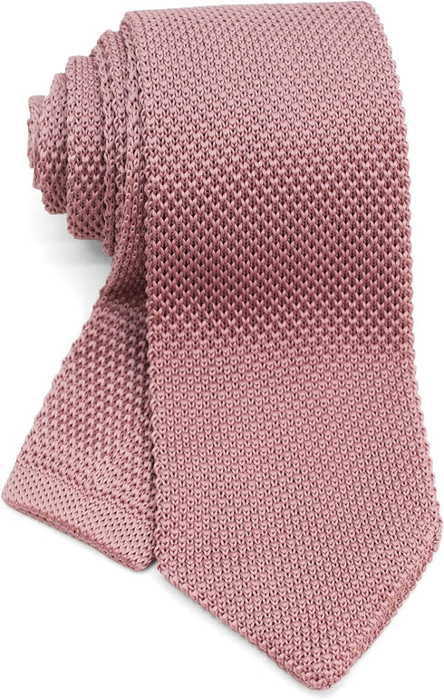 Men's Pointed Knit Tie Necktie Width 2.75 inches Washable Solid Color Dusty Rose Pink...
