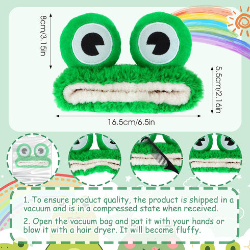 Cute Frog Headband, Spa Headband Frog Eye Makeup Head Band Soft Elastic Hair Band for Washing Face Head Wrap Funny Hair Band for Girls Women Yoga ...
