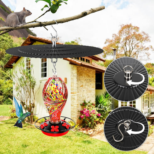 11.2" Metal Bird Feeder Rain Guard, Black Dome Shield Umbrella Cover for Hummingbird Feeder Oriole Feeder, Squirrel Baffles for Bird Feeders...