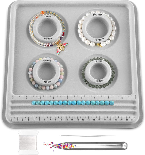 hobbyworker The Bead Boards Bracelet Sizer Measurement Tool 4 Round Grooves for Jewerly Bracelets Necklaces Making Supplies...