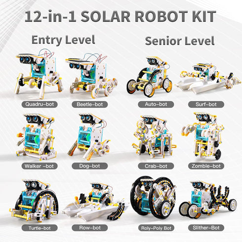 Lucky Doug 12-in-1 STEM Solar Robot Kit Toys Gifts for Kids 8 9 10 11 12 13 Years Old, Educational Building Science Experiment Set Gifts for Kids ...