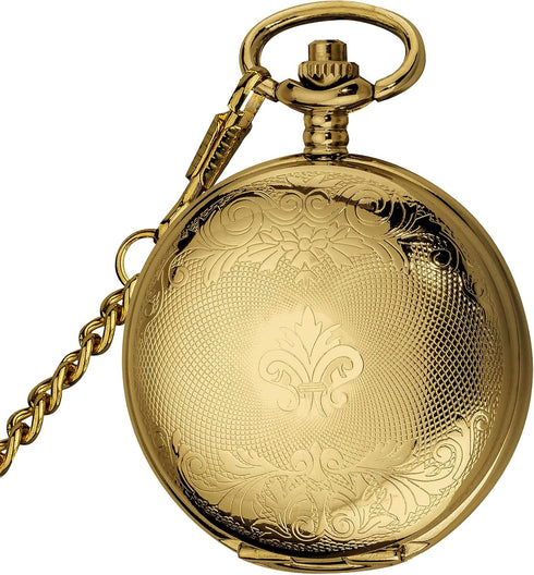 VIGOROSO Vintage Hand Wind Up Pocket Watches for Men, Mechanical Pocket Watch with Chain, Mens Skeleton Pocketwatch...