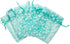 100-Pack 3x4 Sheer Organza Drawstring Gift Bags (Small) - Metallic Stars (Teal/White) - Wedding Party Favors, Jewelry, Candy, Treats Mesh Pouch by...
