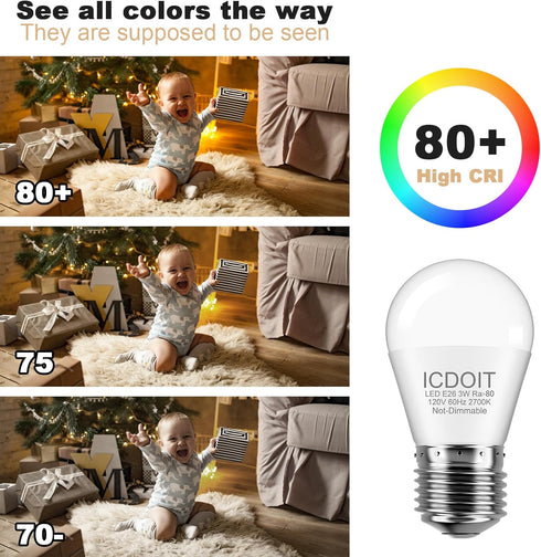 25 Watt Equivalent Light Bulbs, A15 LED Bulb 3W E26 Base 2700K Warm White Low watt Light Bulbs,Nightstand Light Bulb, Table Lamp Bulb...
