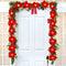 DearHouse 6.5Ft Lighted Poinsettia Christmas Garland with Red Berries and Holly Leaves, Pre-Lit Velvet Artificial Poinsettia Garland for Christmas...