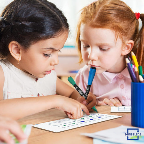 SCRIBBLEDO Dry Erase Ten Frame Board - 4" x 12" Double Sided Dry Erase Boards for Kids to Visualize and Practice Base 10 Number Concepts - Math Pr...