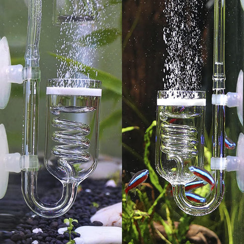 CO2 Diffuser Aquarium Glass Spiral CO2 Atomizer Diffuser Bubble Counter Check with Suction Cup for Aquarium Planted Fish Tank Supply Accessories...