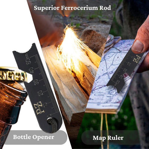 Ferro Rod Fire Starter Kit – Wood Handle Flint Fire Starter with Ferro Rod Striker and Wrist Lanyard – Weatherproof and Waterproof Fire Starter Su...