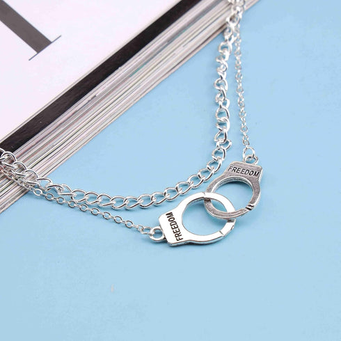 Layered Ankle Bracelet Cuban Link Chain Anklet Handcuffs Anklet Silver Summer Beach Barefoot Sandals Foot Jewelry for Women Teen Girls...