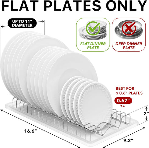 Simple Houseware Stainless Steel Plate Drying Rack with Drainboard, Chrome...