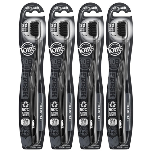 Tom's Of Maine Gentle Charcoal Toothbrush, Soft, 4-Pack (Packaging May Vary)...