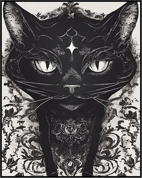 Posterizer 1 pcs- modern gothic themed cute black cat-Gothic Art-Art for Animal Lovers- Living Room Bedroom Decor- unframed wall art...