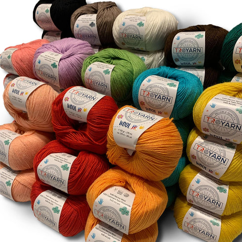 Wool Jr (2- Skeins Pack) 40% Merino Wool%20 Cashmere%40 AcrylicThread Weight #1 Soft Knitting and Crochet Yarn for Crocheting and Knitting (2 x1.7...