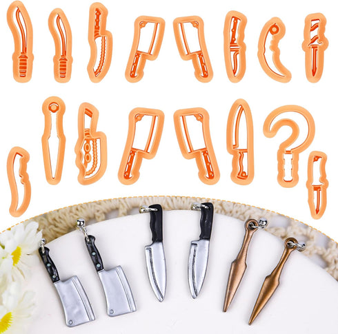 Puocaon Knives Polymer Clay Cutters - 16 Pcs Clay Cutters for Polymer Clay Earrings Making, Cleaver Clay Cutters for Earrings, Sickle Dagger Polym...