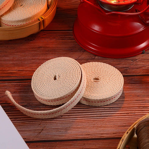 5 Rolls Oil Lamp Wicks Flat Oil Lanterns Wicks with Stitch for Oil Lamps and Candle Burners, 30 Feet (Red, 1/2 Inch)...