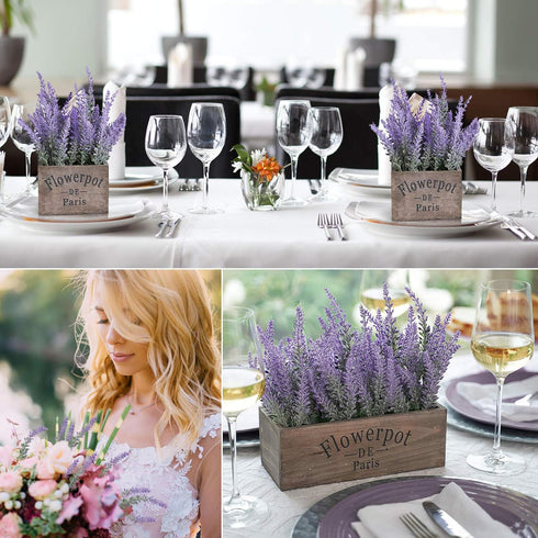 10 Bundles Fake Flowers Artificial Lavender Faux Plastic Plants Purple Flowers for Home Decor Wedding Kitchen Garden Patio Porch Window Box Office...