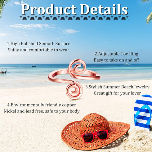 HAIAISO 12PCS Adjustable Toe Rings for Women Gold Silver Open African Toe Rings Summer Beach Foot Jewelry Set...