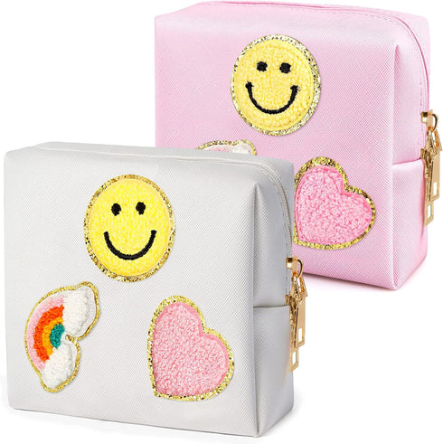 2 Pack Period Bag, PU Leather Sanitary Napkin Storage Bag for Feminine Pads Liners Tampons and Reusable Pads,Functional Sanitary Pads Pouches Firs...