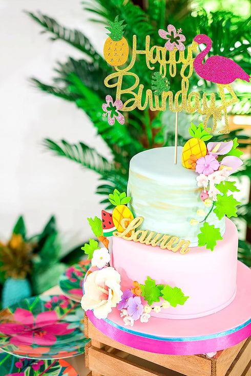 LaVenty Moana Cake Topper Moana Birthday Cake Decoration Flamingo Cake Toppers Flamingo Happy Birthday Cake Decoration...