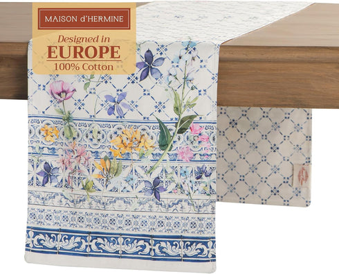 Maison d' Hermine Table Runner 100% Cotton Double Layer Table Runners 108 inches Long Decorative for Home Kitchen Dining Party Baby Shower Wedding...