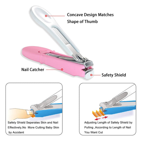 PAFASON Baby Safety Nail Clipper Cutter Trimmer with Nail Catcher and Baby Glass Nail File, Czech Float Glass, Stainless Steel Ideal Gift for Youn...