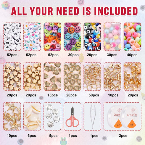 QUEFE Clay Beads Bracelet Making Kit, Preppy Polymer Clay Beads Friendship Bracelet Kit with Charms Letter Beads for Crafts, Jewelry Making, Gifts...