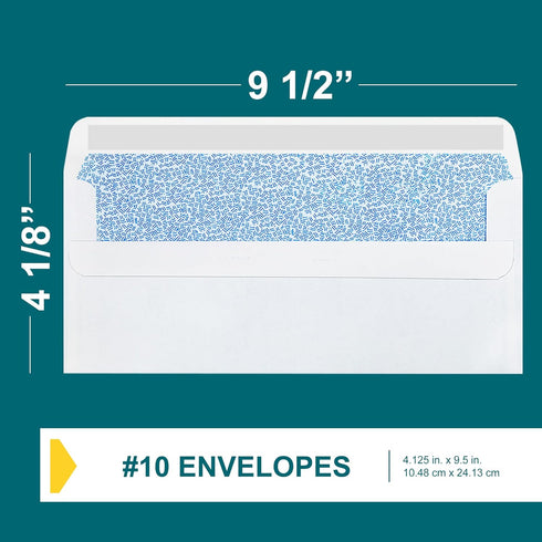 #10 Envelopes Self Seal - 80/pack - 4 1/8 x 9 1/2 inch Letter Size Envelopes - Business Envelopes #10 Flip & Stick Closure, Security Tinted Envelo...