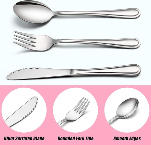 LIANYU 9-Piece Kids Silverware Set, Stainless Steel Toddler Utensils Flatware Set, Child Cutlery Tableware Set for 3, Include Knife Fork Spoon, Mi...