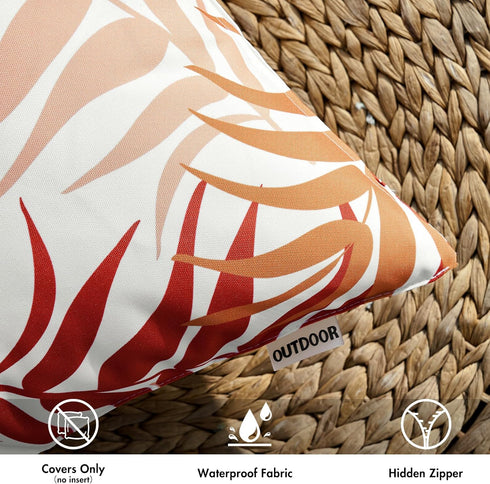 MIULEE Pack of 2 Decorative Outdoor Waterproof Throw Pillow Covers Patio Pillow Cases Natural Leaves Pattern Spring Square Cushion Shams Shell for...